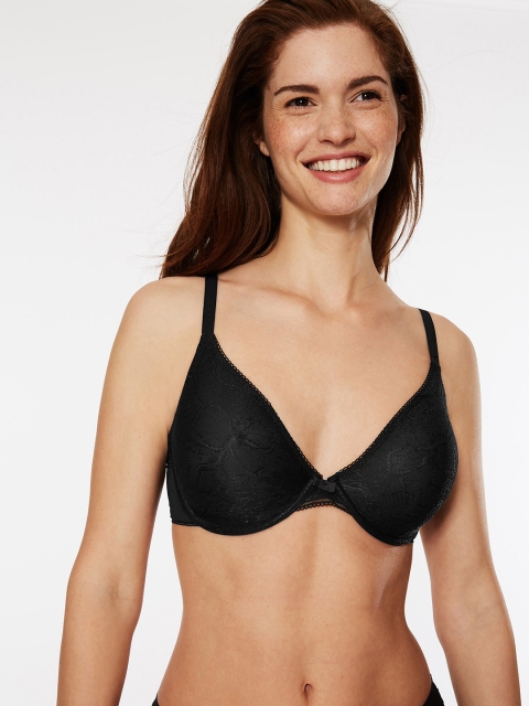 Marks & Spencer Black Floral Underwired Lace Bra