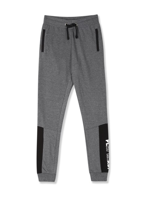 Flying Machine Boys Grey Solid Straight Fit Joggers