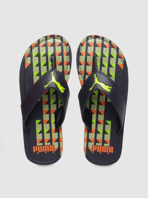 Puma Men Navy Blue Printed Thong Flip-Flops