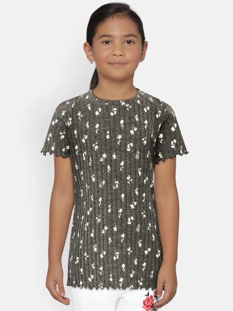 Marks & Spencer Girls Charcoal Grey Printed Top