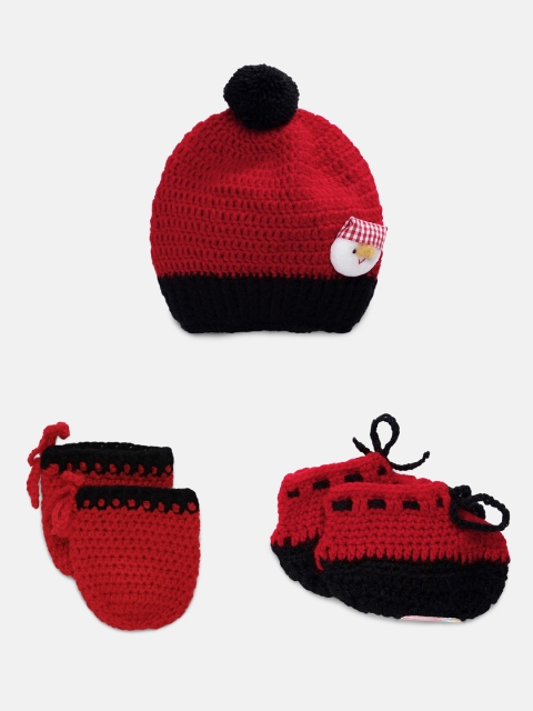 Magic Needles Infants Set Of 3 Handmade Knit Crochet Woollen Beanie & Booties with Mittens, Red
Magic Needles Infants Set Of 3 Handmade Knit Crochet Woollen Beanie & Booties with Mittens, Red