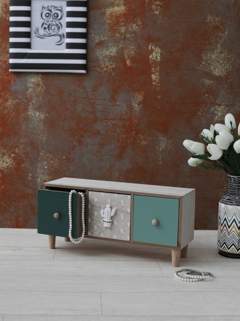OddCroft Brown & Green Wooden Drawer Organiser