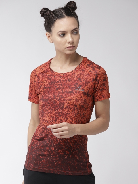Alcis Women Orange & Black Printed Round Neck T-shirt