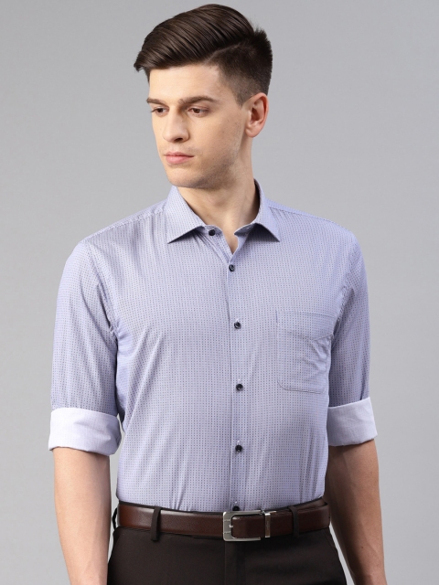 Peter England Men Blue Slim Fit Printed Formal Shirt