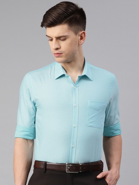 Peter England Men Blue Slim Fit Self-Design Formal Shirt