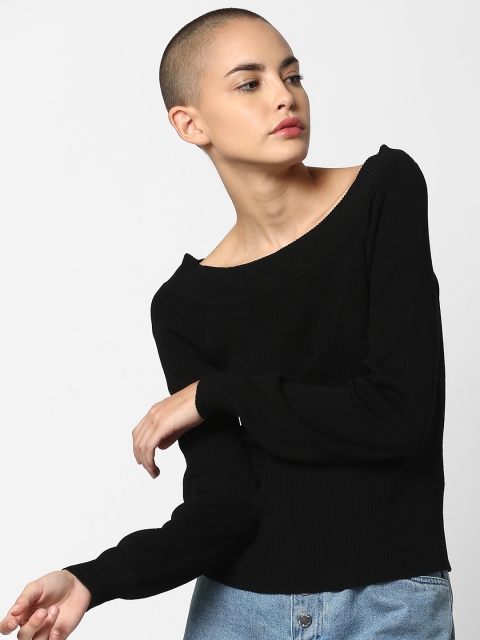 ONLY Women Black Ribbed Sweater