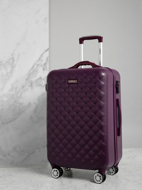 CARRIALL Unisex Purple Textured Crossway 24'' PC Medium Trolley Suitcase