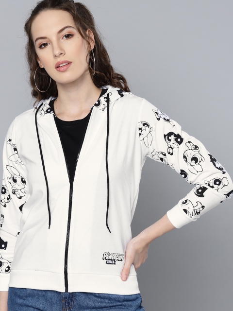Powerpuff Girls by Kook N Keech Women White & Black Printed Detail Hooded Sweatshirt
Powerpuff Girls by Kook N Keech Women White & Black Printed Detail Hooded Sweatshirt