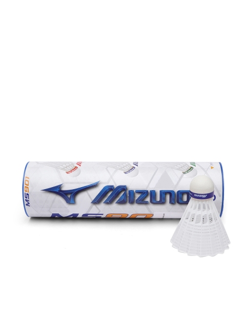 Mizuno White MS 901 Set of 6 Blue Cap Nylon Shuttlecocks