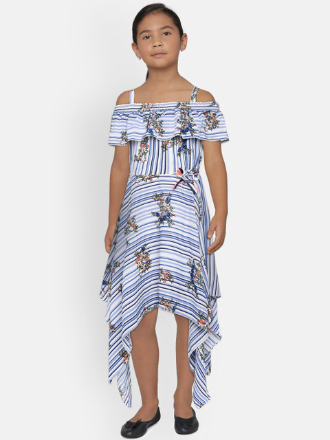 Peppermint Girls Blue & White Striped with Floral Printed Detail Fit and Flare Dress
Peppermint Girls Blue & White Striped with Floral Printed Detail Fit and Flare Dress