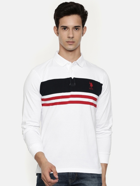 U.S. Polo Assn. Men White Navy Blue Striped Slim Fit Polo Collar Pure Cotton T-shirt
U.S. Polo Assn. Men White Navy Blue Striped Slim Fit Polo Collar Pure Cotton T-shirt