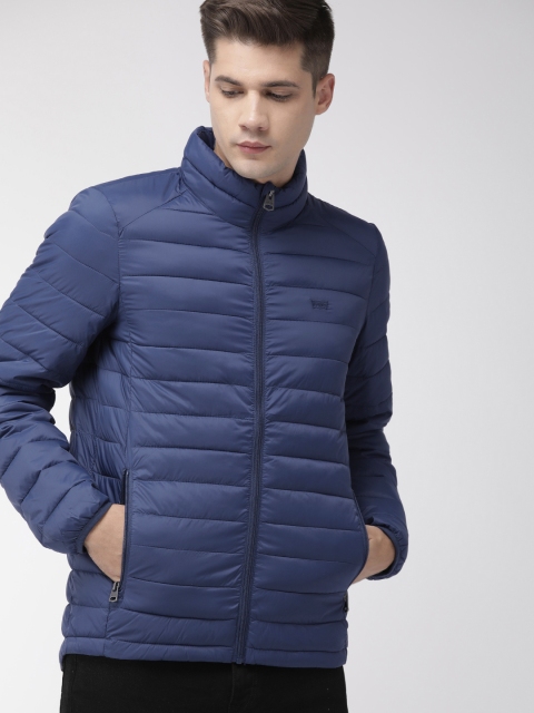 Levis Men Blue Solid Puffer Jacket