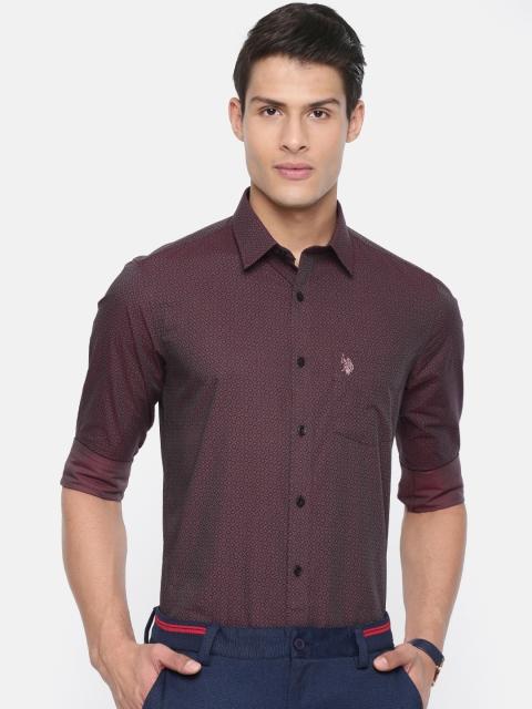 U.S. Polo Assn. Tailored Men Burgundy & Black Tailored Fit Printed Smart Casual Shirt
U.S. Polo Assn. Tailored Men Burgundy & Black Tailored Fit Printed Smart Casual Shirt