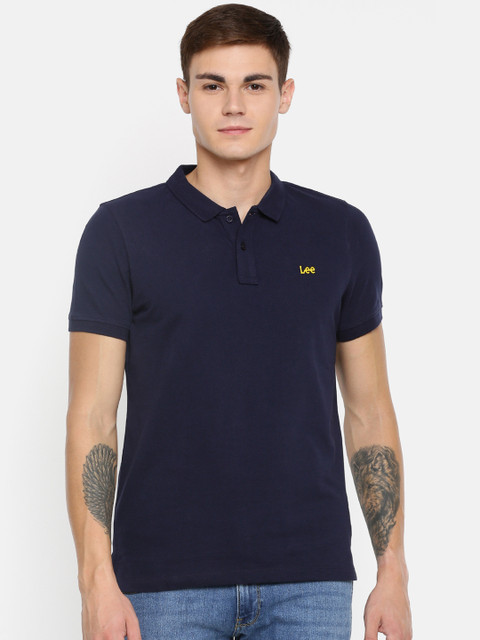 Lee Men Navy Blue Solid Polo Collar Pure Cotton T-shirt
Lee Men Navy Blue Solid Polo Collar Pure Cotton T-shirt