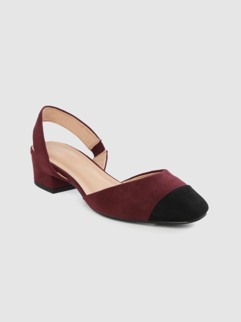 Van Heusen Woman Women Burgundy & Black Colourblocked Pumps