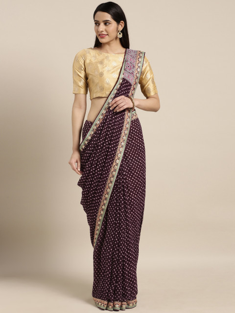 Kvsfab Purple & Beige Poly Georgette Printed Bandhani Saree
Kvsfab Purple & Beige Poly Georgette Printed Bandhani Saree