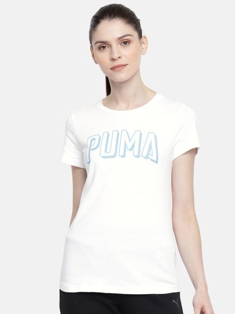 Puma Women White Printed Regular Fit Round Neck T-shirt