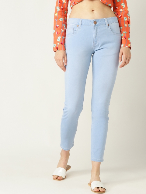 United Colors of Benetton Women Blue Mid-Rise Clean Look Stretchable Cropped Jeans
