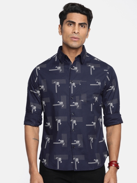 Anouk Men Navy Blue Printed Casual Shirt