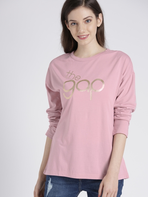 GAP Women's Long Sleeve T-Shirt, Pink