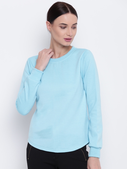 Belle Fille Women Blue Solid Sweatshirt