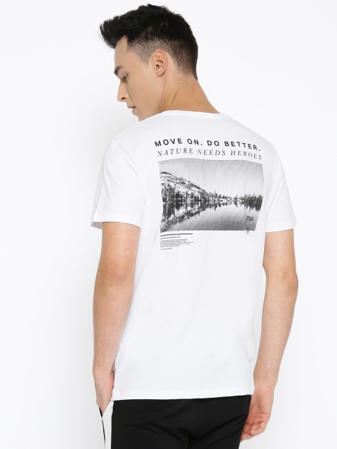 Timberland Men White AF Statement Regular Round Neck T-shirt with Printed Back