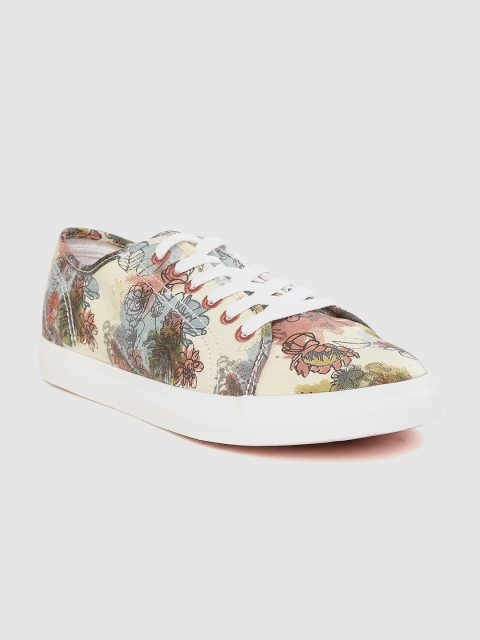 Timberland Men Beige & Blue Printed Newport Bay Oxford Sneakers