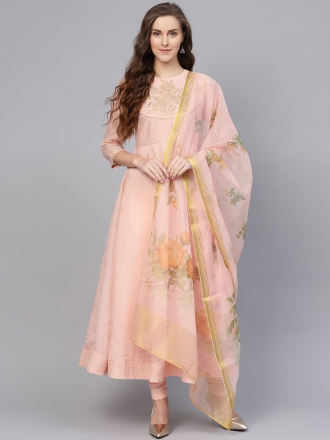 Biba Women Peach-Coloured & Golden Yoke Design Anarkali Kurta with Churidar & Dupatta
Biba Women Peach-Coloured & Golden Yoke Design Anarkali Kurta with Churidar & Dupatta