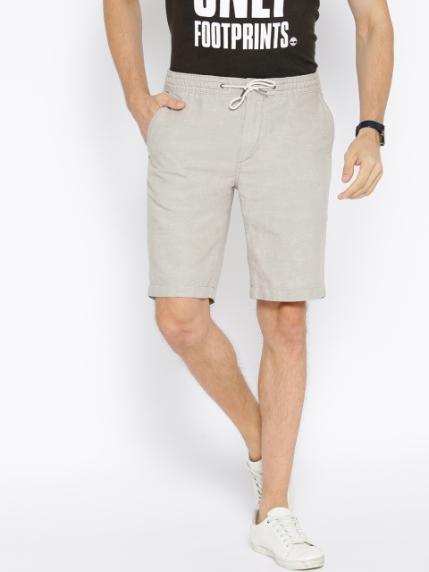 Timberland Men Beige Squam Lk Chambray Solid Straight Fit Shorts
