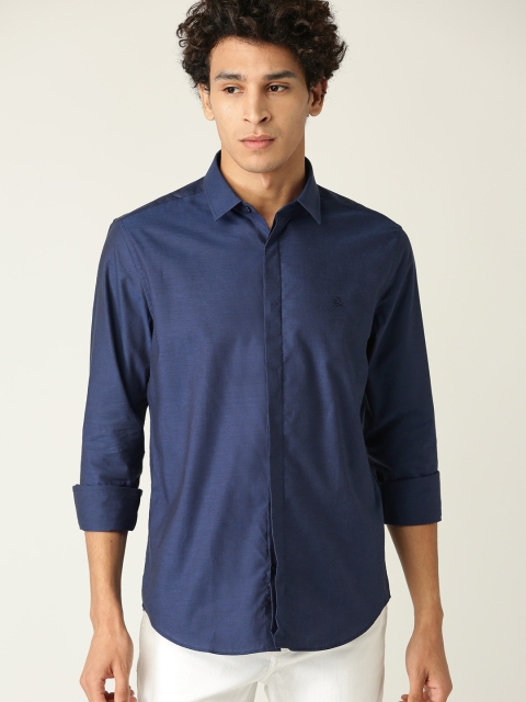 United Colors of Benetton Men Navy Blue Solid Casual Shirt