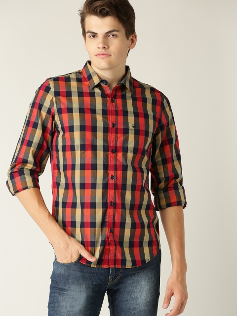 United Colors of Benetton Men Red & Navy Checked Casual Shirt