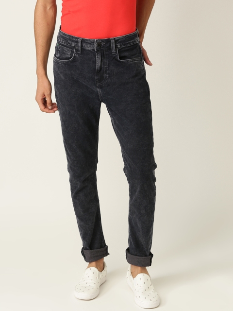 United Colors of Benetton Men Charcoal Grey Mid-Rise Clean Look Stretchable Jeans