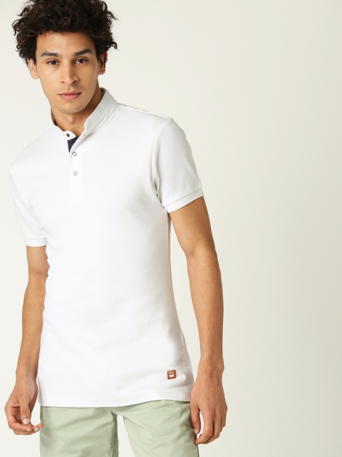 United Colors of Benetton Men White Solid Pure Cotton T-shirt