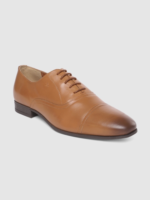 Arrow Men Tan-Brown Leather Formal Oxfords