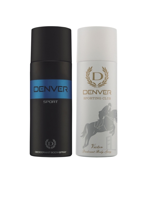 Denver Men Set of 2 Sporting Club Victor & Blue Sport Deodorant Body Sprays, White
