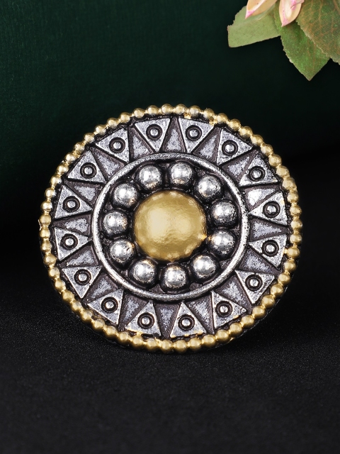 Rubans Women Oxidised Silver-Toned & Gold-Toned Circular-Shaped Handcrafted Adjustable Finger Ring
Rubans Women Oxidised Silver-Toned & Gold-Toned Circular-Shaped Handcrafted Adjustable Finger Ring
