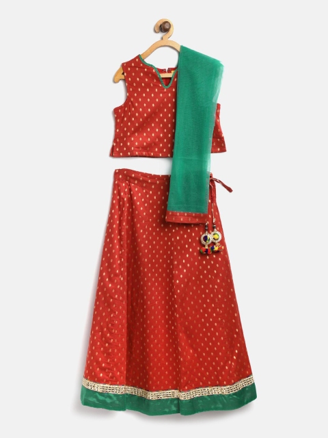 612 league Girls Rec & Green Woven Design Ready to Wear Lehenga & Blouse with Dupatta, Red
612 league Girls Rec & Green Woven Design Ready to Wear Lehenga & Blouse with Dupatta, Red
