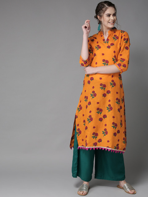 HERE&NOW Women Orange & Pink Floral Print Straight Kurta
HERE&NOW Women Orange & Pink Floral Print Straight Kurta