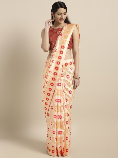 Varkala Silk Sarees Cream-Coloured & Gold-Toned Silk Blend Woven Design Banarasi Saree
Varkala Silk Sarees Cream-Coloured & Gold-Toned Silk Blend Woven Design Banarasi Saree