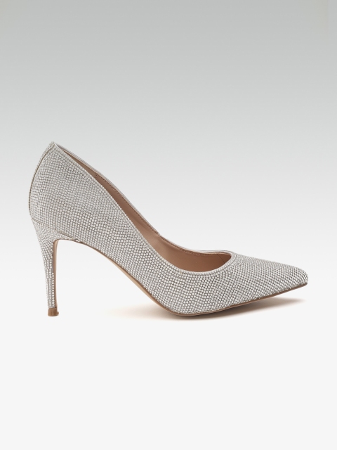 Steve Madden Women Silver-Toned Embellished Pumps