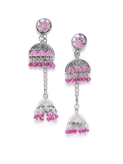 Anouk Pink Oxidised Silver-Plated Classic Drop Earrings with Detachable Jhumka Detail
Anouk Pink Oxidised Silver-Plated Classic Drop Earrings with Detachable Jhumka Detail