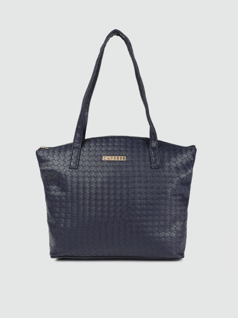Caprese Navy Blue Textured Shoulder Bag