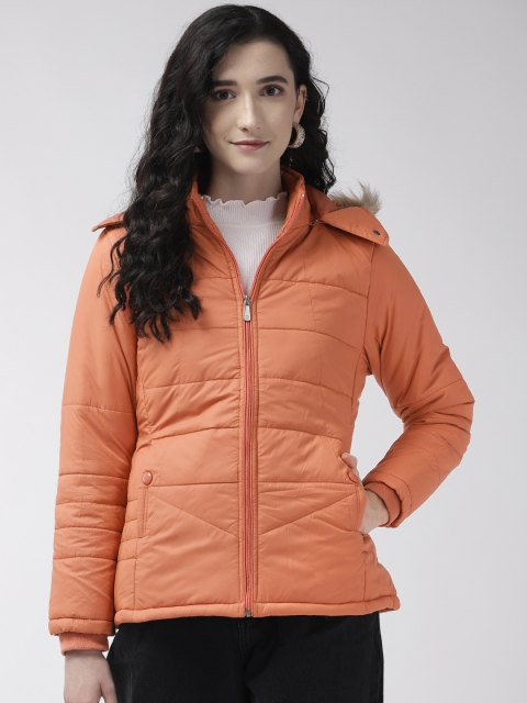 Foreign Culture By Fort Collins Women Orange Solid Parka Jacket