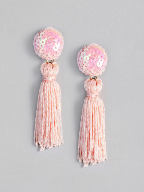 justpeachy Pink Circular Drop Tasselled Earrings 
justpeachy Pink Circular Drop Tasselled Earrings
