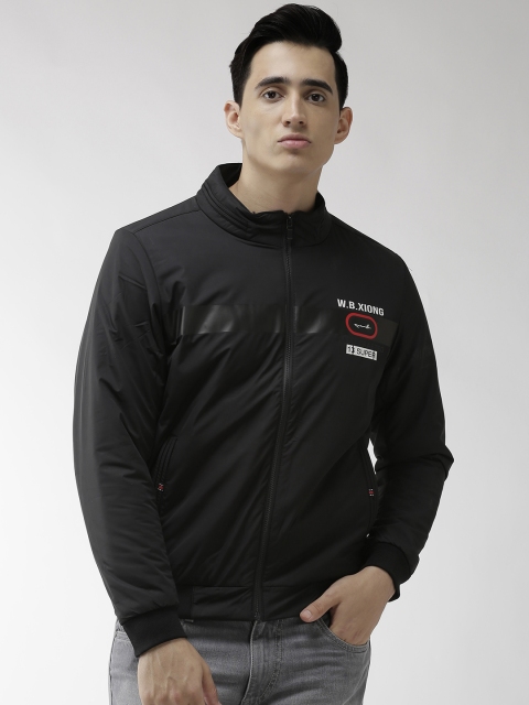 Fort Collins Men Black Solid Bomber Jacket