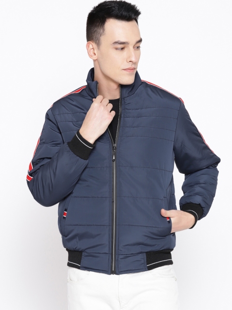 Foreign Culture By Fort Collins Men Navy Blue Solid Padded Jacket
