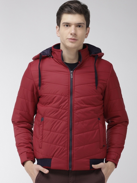 Foreign Culture By Fort Collins Men Maroon Solid Puffer Jacket