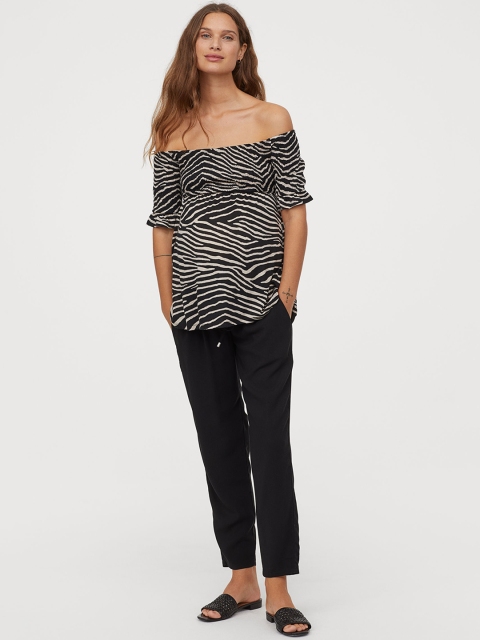 H&M Women Black Solid MAMA Pull-on trousers