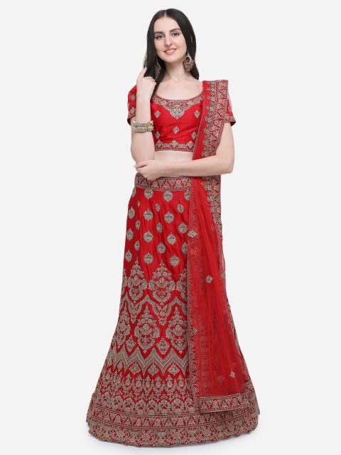 Aasvaa Red & Gold-Toned Embroidered Semi-Stitched Lehenga & Unstitched Blouse with Dupatta
Aasvaa Red & Gold-Toned Embroidered Semi-Stitched Lehenga & Unstitched Blouse with Dupatta