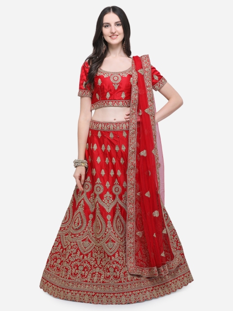 Aasvaa Red & Gold-Toned Embroidered Semi-Stitched Lehenga & Unstitched Blouse with Dupatta
Aasvaa Red & Gold-Toned Embroidered Semi-Stitched Lehenga & Unstitched Blouse with Dupatta